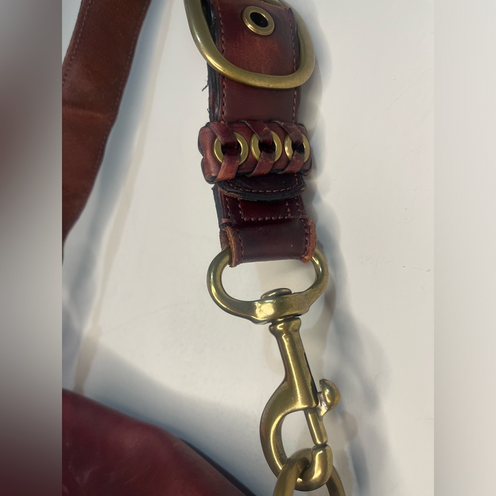 Coach Leather Shoulder Bag in Deep Burgundy with Brass Buckle - Picture 7 of 9